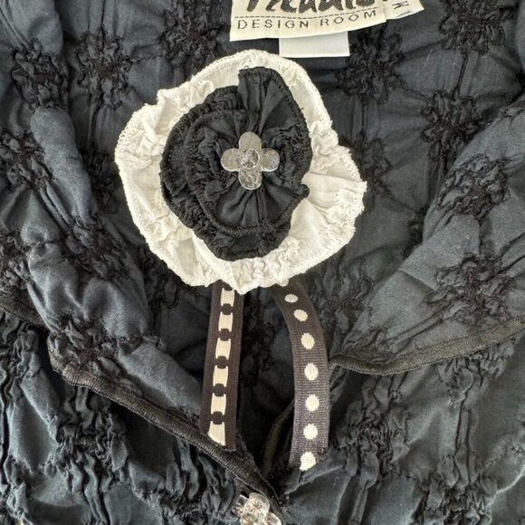 90s Vintage Tzeadle Design Room Button Front Long Sleeve Fitted Top Size Medium - Picture 12 of 13